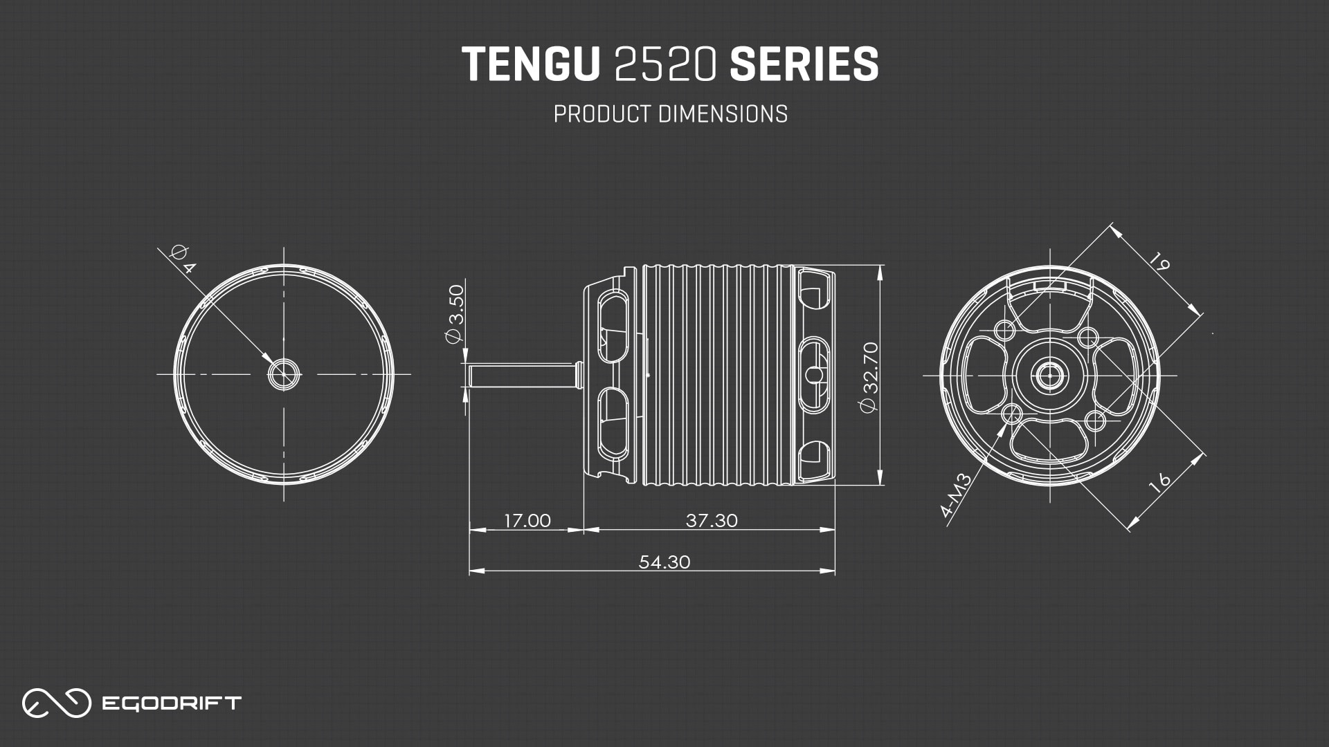 EGODRIFT Tengu 2520 Series Product Dimensions