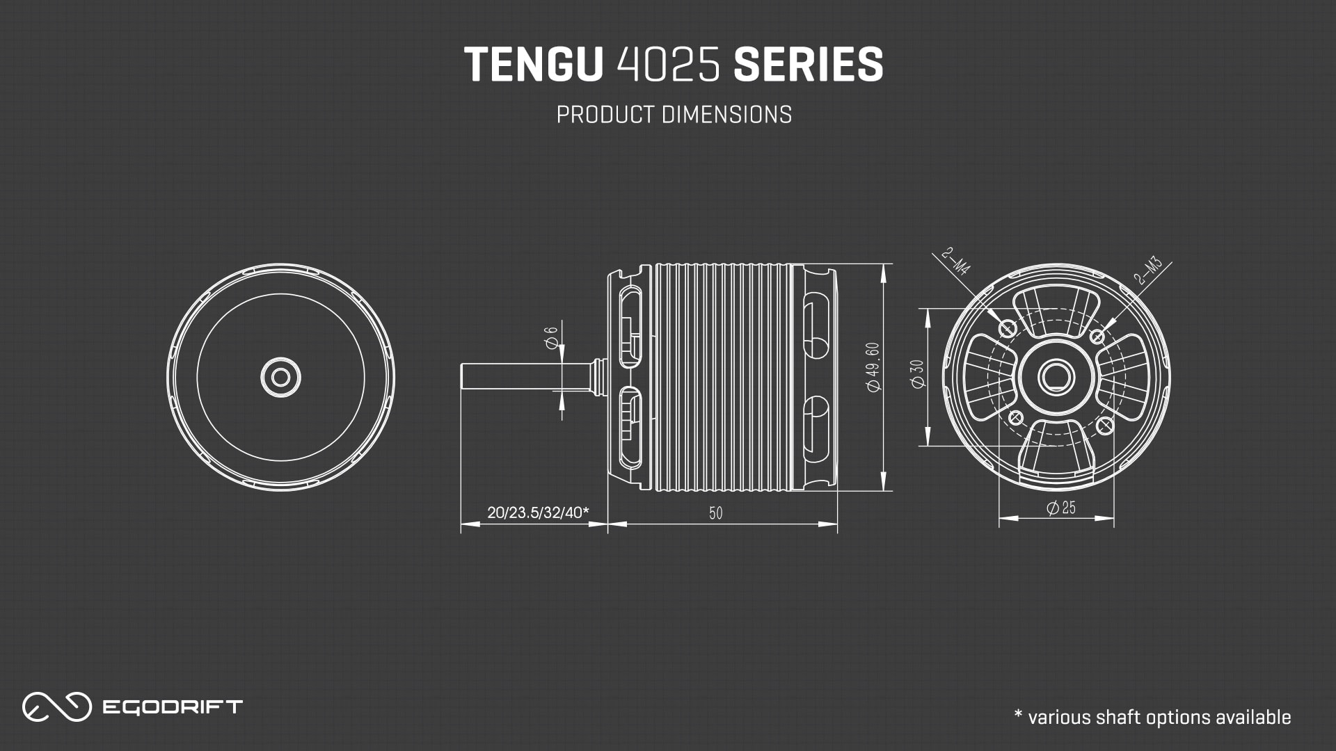 EGODRIFT Tengu 4025 Series Product Dimensions